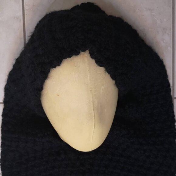 Vintage Crochet Knit Granny Square Snood Hoodie Scarf - chic gift! - Picture 3 of 5